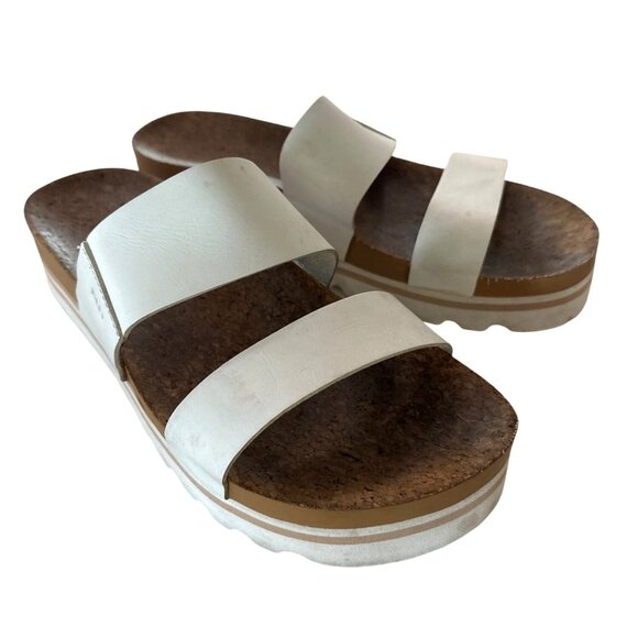 Reef Womens Cushion Vista High Cloud Size 9 Leather Slip On Beach Sandal Cork - Picture 1 of 10